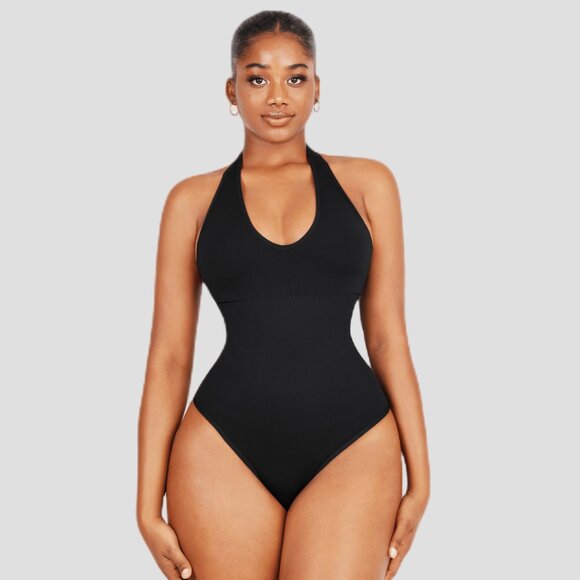 360° Max Control Halter Tank Shaping Bodysuit, Black - Picture 1 of 6